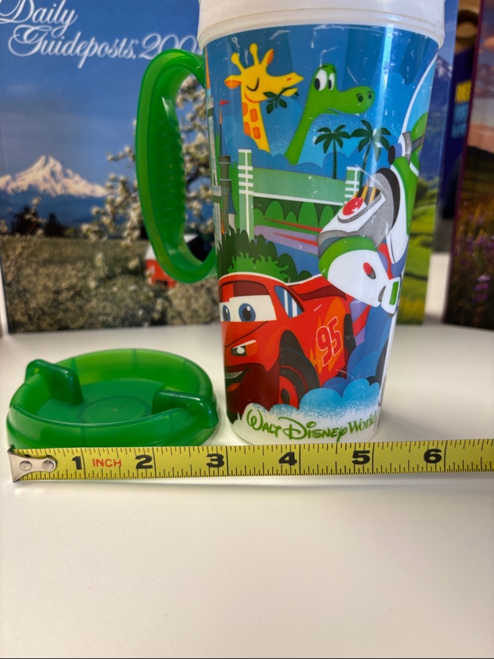 Disney Pixar Cars Kids Travel Mug with Green Handle and Lid